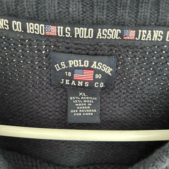 Vintage US Polo Assn Mens XL Navy USA Flag Logo Wool Blend Crewneck Sweater - Picture 5 of 5